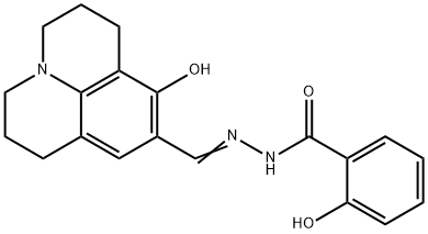 (E)-2-HYDROXY-N'-((8-HYDROXY-1,2,3,5,6,7-HEXAHYDROPYRIDO[3,2,1-IJ]QUINOLIN-9-YL)METHYLENE)BENZOHYDRA 结构式