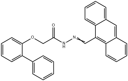 N'-[(E)-anthracen-9-ylmethylidene]-2-(biphenyl-2-yloxy)acetohydrazide 结构式