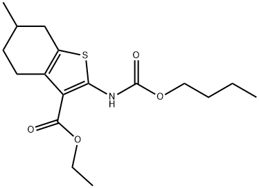 ethyl 2-[(butoxycarbonyl)amino]-6-methyl-4,5,6,7-tetrahydro-1-benzothiophene-3-carboxylate 结构式