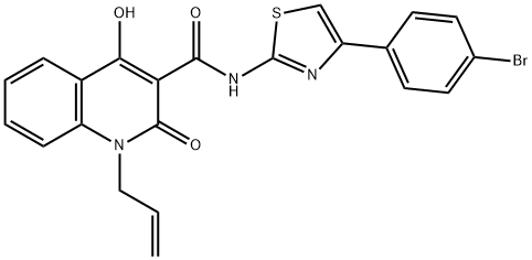 N-[4-(4-bromophenyl)-1,3-thiazol-2-yl]-4-hydroxy-2-oxo-1-(prop-2-en-1-yl)-1,2-dihydroquinoline-3-carboxamide 结构式