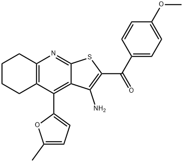 [3-amino-4-(5-methylfuran-2-yl)-5,6,7,8-tetrahydrothieno[2,3-b]quinolin-2-yl](4-methoxyphenyl)methanone 结构式