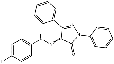 (4E)-4-[2-(4-fluorophenyl)hydrazinylidene]-2,5-diphenyl-2,4-dihydro-3H-pyrazol-3-one 结构式