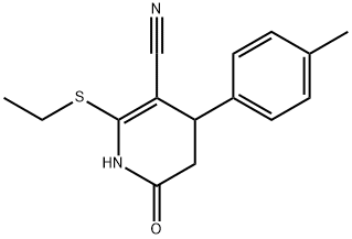 2-(ethylsulfanyl)-6-hydroxy-4-(4-methylphenyl)-4,5-dihydropyridine-3-carbonitrile 结构式