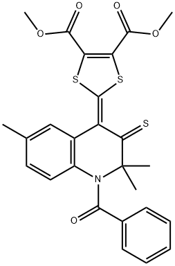 dimethyl 2-[2,2,6-trimethyl-1-(phenylcarbonyl)-3-thioxo-2,3-dihydroquinolin-4(1H)-ylidene]-1,3-dithiole-4,5-dicarboxylate 结构式