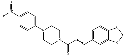 (2E)-3-(1,3-benzodioxol-5-yl)-1-[4-(4-nitrophenyl)piperazin-1-yl]prop-2-en-1-one 结构式