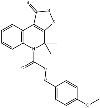 (2E)-1-(4,4-dimethyl-1-thioxo-1,4-dihydro-5H-[1,2]dithiolo[3,4-c]quinolin-5-yl)-3-(4-methoxyphenyl)prop-2-en-1-one 结构式