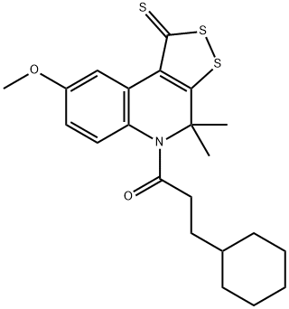 3-cyclohexyl-1-(8-methoxy-4,4-dimethyl-1-thioxo-1,4-dihydro-5H-[1,2]dithiolo[3,4-c]quinolin-5-yl)propan-1-one 结构式