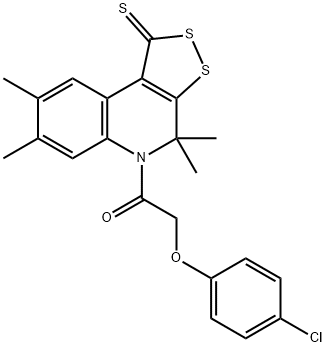 2-(4-chlorophenoxy)-1-(4,4,7,8-tetramethyl-1-thioxo-1,4-dihydro-5H-[1,2]dithiolo[3,4-c]quinolin-5-yl)ethanone 结构式