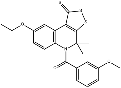 (8-ethoxy-4,4-dimethyl-1-thioxo-1,4-dihydro-5H-[1,2]dithiolo[3,4-c]quinolin-5-yl)(3-methoxyphenyl)methanone 结构式