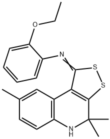 2-ethoxy-N-[(1E)-4,4,8-trimethyl-4,5-dihydro-1H-[1,2]dithiolo[3,4-c]quinolin-1-ylidene]aniline 结构式