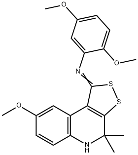 2,5-dimethoxy-N-[(1Z)-8-methoxy-4,4-dimethyl-4,5-dihydro-1H-[1,2]dithiolo[3,4-c]quinolin-1-ylidene]aniline 结构式