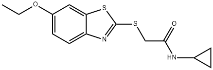 N-cyclopropyl-2-[(6-ethoxy-1,3-benzothiazol-2-yl)sulfanyl]acetamide 结构式