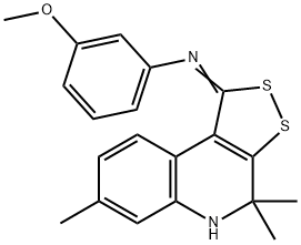 3-methoxy-N-[(1E)-4,4,7-trimethyl-4,5-dihydro-1H-[1,2]dithiolo[3,4-c]quinolin-1-ylidene]aniline 结构式