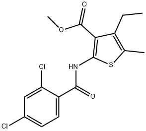 methyl 2-[(2,4-dichlorobenzoyl)amino]-4-ethyl-5-methyl-3-thiophenecarboxylate 结构式