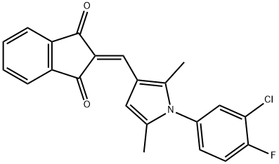 2-{[1-(3-chloro-4-fluorophenyl)-2,5-dimethyl-1H-pyrrol-3-yl]methylidene}-1H-indene-1,3(2H)-dione 结构式