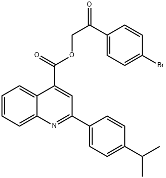 2-(4-bromophenyl)-2-oxoethyl 2-[4-(propan-2-yl)phenyl]quinoline-4-carboxylate 结构式