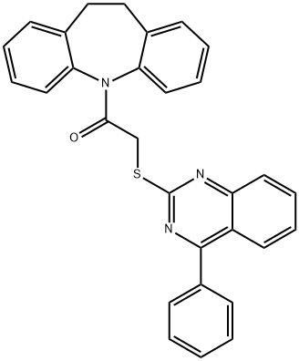 1-(10,11-dihydro-5H-dibenzo[b,f]azepin-5-yl)-2-[(4-phenylquinazolin-2-yl)sulfanyl]ethanone 结构式