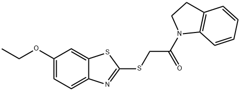 1-(2,3-dihydro-1H-indol-1-yl)-2-[(6-ethoxy-1,3-benzothiazol-2-yl)sulfanyl]ethanone 结构式