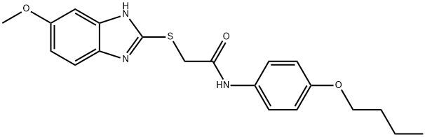 N-(4-butoxyphenyl)-2-[(5-methoxy-1H-benzimidazol-2-yl)sulfanyl]acetamide 结构式