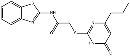 N-(1,3-benzothiazol-2-yl)-2-[(4-hydroxy-6-propylpyrimidin-2-yl)sulfanyl]acetamide 结构式