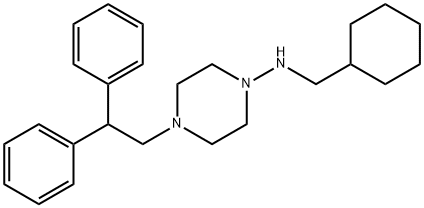 N-(Cyclohexylmethyl)-4-(2,2-diphenylethyl)piperazin-1-amine 结构式