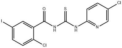 2-chloro-N-[(5-chloropyridin-2-yl)carbamothioyl]-5-iodobenzamide 结构式