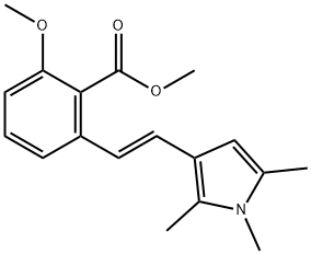 2-Methoxy-6-[2-(1,2,5-trimethyl-1H-pyrrol-3-yl)-vinyl]-benzoic acid methyl ester 结构式