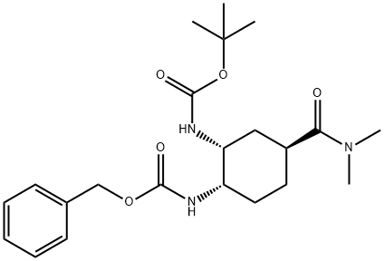 benzyl N-[(1S,2R,4S)-2-{[(tert-butoxy)carbonyl]amino}-4-(dimethylcarbamoyl)cyclohexyl]carbamate 结构式