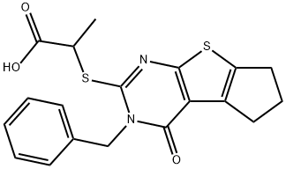 2-((3-benzyl-4-oxo-4,5,6,7-tetrahydro-3H-cyclopenta[4,5]thieno[2,3-d]pyrimidin-2-yl)thio)propanoic acid 结构式