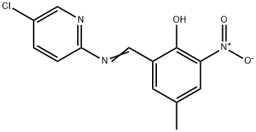 (E)-2-(((5-chloropyridin-2-yl)imino)methyl)-4-methyl-6-nitrophenol 结构式