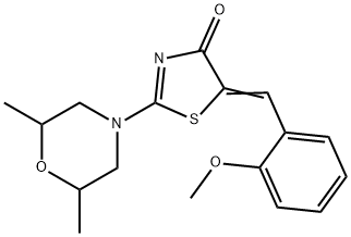 2-(2,6-dimethyl-4-morpholinyl)-5-(2-methoxybenzylidene)-1,3-thiazol-4(5H)-one 结构式