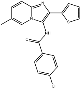 4-chloro-N-[6-methyl-2-(thiophen-2-yl)imidazo[1,2-a]pyridin-3-yl]benzamide 结构式