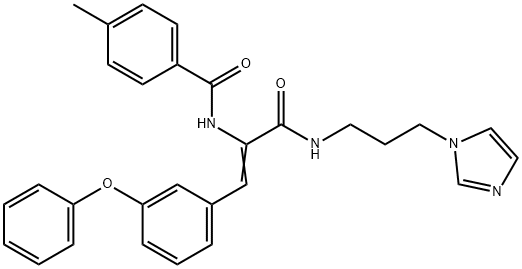 N-[(1Z)-3-{[3-(1H-imidazol-1-yl)propyl]amino}-3-oxo-1-(3-phenoxyphenyl)prop-1-en-2-yl]-4-methylbenzamide 结构式