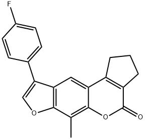 9-(4-fluorophenyl)-6-methyl-2,3-dihydrocyclopenta[c]furo[3,2-g]chromen-4(1H)-one 结构式
