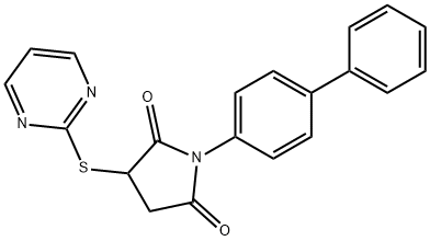 1-(biphenyl-4-yl)-3-(pyrimidin-2-ylsulfanyl)pyrrolidine-2,5-dione 结构式