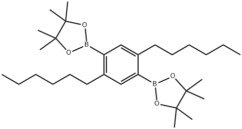 1,4-双(4,4,5,5-四甲基-1,3,2-二氧环戊硼烷-2-基)-2,5-二正己基苯 结构式