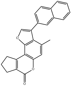 4-methyl-3-(naphthalen-2-yl)-9,10-dihydrocyclopenta[c]furo[2,3-f]chromen-7(8H)-one 结构式