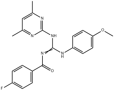 N-{(Z)-[(4,6-dimethylpyrimidin-2-yl)amino][(4-methoxyphenyl)amino]methylidene}-4-fluorobenzamide 结构式