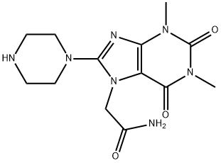 2-(1,3-Dimethyl-2,6-dioxo-8-piperazin-1-yl-1,2,3,6-tetrahydro-purin-7-yl)-acetamide 结构式