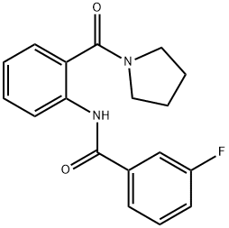 3-fluoro-N-[2-(pyrrolidin-1-ylcarbonyl)phenyl]benzamide 结构式