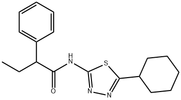 N-(5-cyclohexyl-1,3,4-thiadiazol-2-yl)-2-phenylbutanamide 结构式