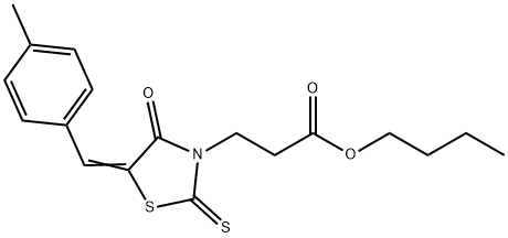 butyl 3-[5-(4-methylbenzylidene)-4-oxo-2-thioxo-1,3-thiazolidin-3-yl]propanoate 结构式