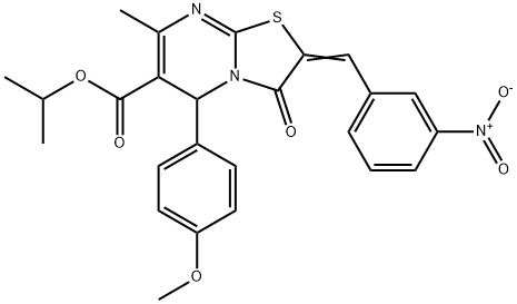 isopropyl 2-{3-nitrobenzylidene}-5-(4-methoxyphenyl)-7-methyl-3-oxo-2,3-dihydro-5H-[1,3]thiazolo[3,2-a]pyrimidine-6-carboxylate 结构式