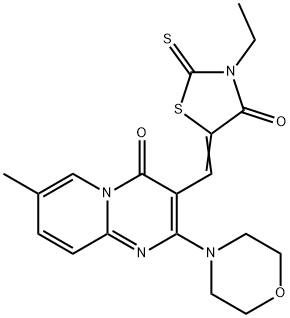 3-[(3-ethyl-4-oxo-2-thioxo-1,3-thiazolidin-5-ylidene)methyl]-7-methyl-2-(4-morpholinyl)-4H-pyrido[1,2-a]pyrimidin-4-one 结构式