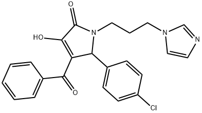 1-(3-(1H-咪唑-1-基)丙基)-5-(4-氯苯基)-4-(羟基(苯基)亚甲基)吡咯烷-2,3-二酮 结构式