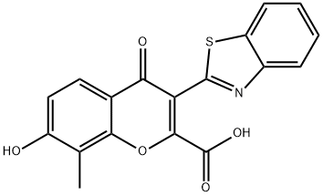 3-(1,3-benzothiazol-2-yl)-7-hydroxy-8-methyl-4-oxo-4H-chromene-2-carboxylic acid 结构式