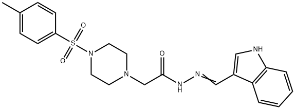 N'-[(Z)-1H-indol-3-ylmethylidene]-2-{4-[(4-methylphenyl)sulfonyl]piperazin-1-yl}acetohydrazide 结构式