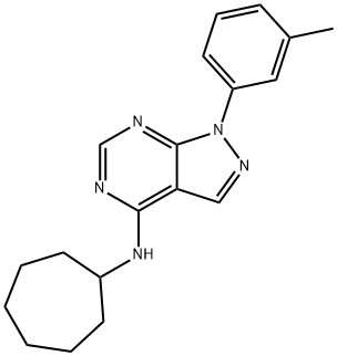 N-cycloheptyl-1-(3-methylphenyl)-1H-pyrazolo[3,4-d]pyrimidin-4-amine 结构式