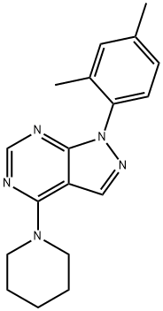 1-(2,4-dimethylphenyl)-4-(piperidin-1-yl)-1H-pyrazolo[3,4-d]pyrimidine 结构式