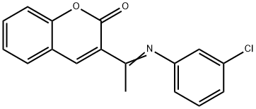 (E)-3-(1-((3-chlorophenyl)imino)ethyl)-2H-chromen-2-one 结构式